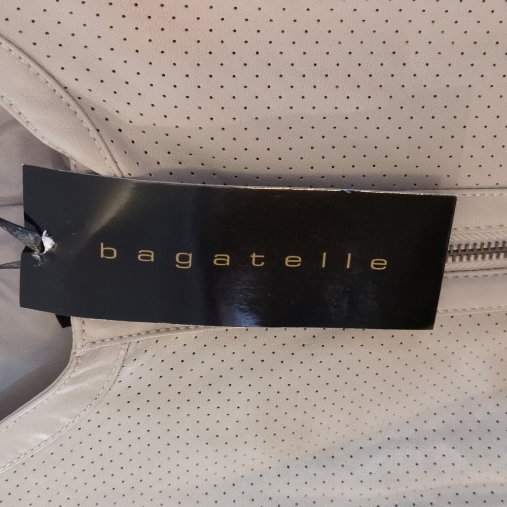 Bagatelle Faux Leather Fitted Jacket Zipper Details Beige Tan Taupe Size S - Picture 4 of 10